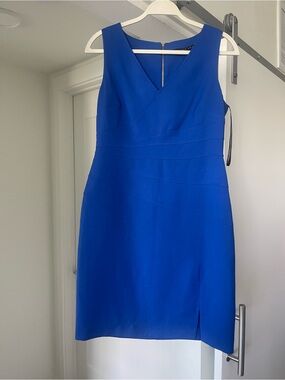 Ivanka Trump Cobalt Blue V-Neck Midi Sheath Dress